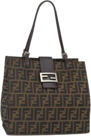 Fendi Pre-owned Shoulder Bags, female, Brown, Size: ONE SIZE Pre-owned Canvas Shoulder Bag
