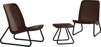 Keter Conjunto de Jardín terraza balcón rio patio marrón Sillas 54x76x77.5 Mesa 38x38x36.5 AnxPxAl cm - Keter