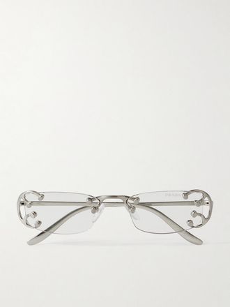 Prada Occhiali Da Vista In Metallo Argentato Con Montatura Quadrata - Argento