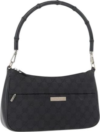 Gucci Pre-owned Shoulder Bags, female, Black, Size: ONE SIZE Pre-owned Vintage GG Canvas Hand Bag