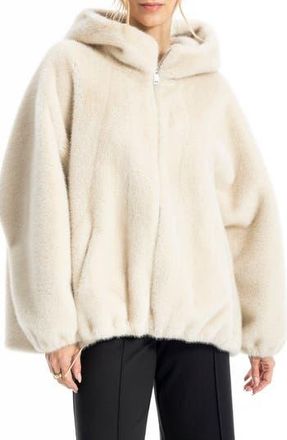 Max Studio Faux Fur Jacket in Ivory at Nordstrom Rack, Size Large
