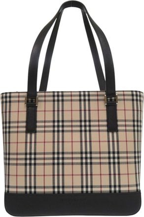 Burberry Beige Nylon Canvas Leather Tote Bag (Pre-Owned)