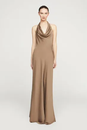Halston Heritage Sid Satin Gown in Sandstone at Nordstrom, Size 14