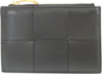 Bottega Veneta Black Leather Coin Purse/Coin Case (Pre-Owned)
