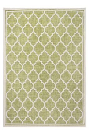 Jonathan Y Designs Trebol Moroccan Trellis Textured Weave Indoor/Outdoor Area Rug in Green/cream at Nordstrom, Size 5Ft 0In X 8Ft 0In