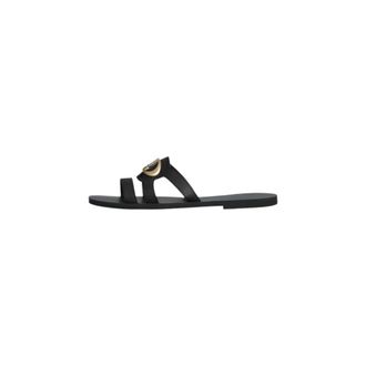 Liu Jo Sliders, female, Black, Size: 11 US Leather Sandals with Low Heel
