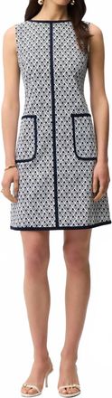 Joseph Ribkoff Millennium Geometic Print Shift Dress In Navy And White