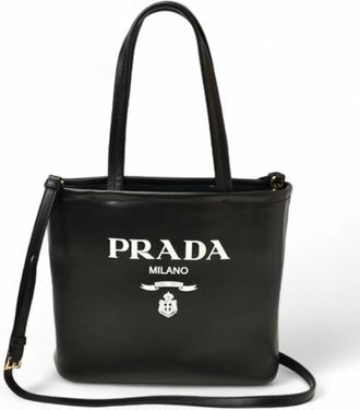 Prada Black Nylon Leather Handbag Shoulder Bag Tote Bag (Pre-Owned)