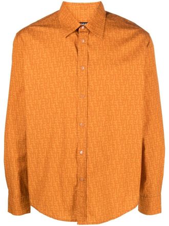 Diesel logo-print press-stud fastening shirt - Orange