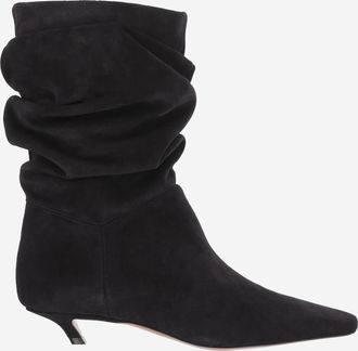 Amina Muaddi Womens Boots Jamie Suede Leather Black