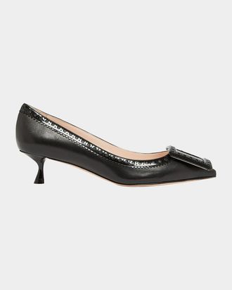 Roger Vivier I Love Vivier Mixed Leather Kitten Pumps