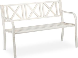 Relaxdays Relaxdays Banco Jard&iacute;n, 2 Plazas, Terraza, Balc&oacute;n, Acero Robusto, Asiento Para Exteriores Estable, 80,5 X 127 X 63 Cm