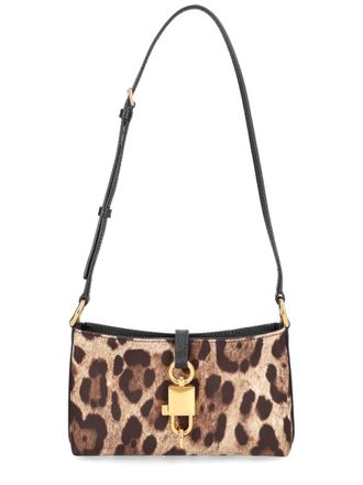 Dolce & Gabbana Womens Bag Lock Animalier Polyamide Shoulder