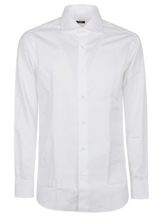 Barba Long Sleeve Neck Pristine White Cotton Shirt