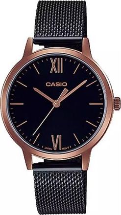 Casio (WMNS) CASIO Analog Black Rose Gold LTPE157MRB1B
