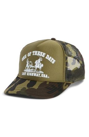 One Of These Days Lost Highway Trucker Hat in Dark Green Camo at Nordstrom