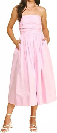 Pinch Design Strapless Midi Dress In Blush Pink