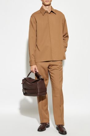 Fendi Wool Shirt, Mens, Brown