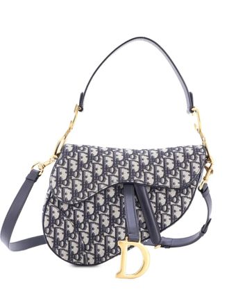 Dior Saddle Handbag with Strap Oblique Canvas Medium shoulder bag - Blu