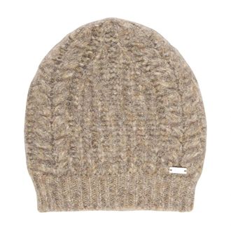 Fay Knit Beanie - Dames - Hoeden - Beige - ONE Size - Katoen - Accessoires