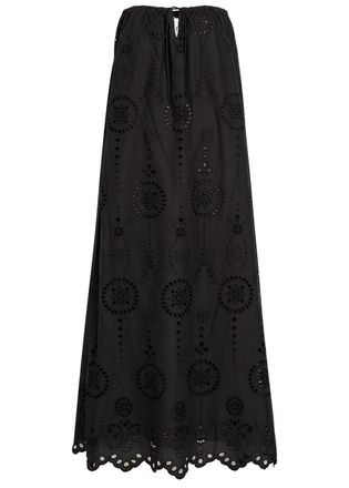 Matteau Broderie Anglaise Cotton Midi Dress - Black - 1 (UK 6 / XS)