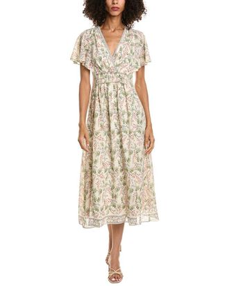 Max Studio V-Neck Flutter Sleeve Midi Dress