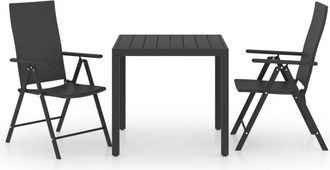 vidaXL 3 Piece Garden Dining Set Black Vidaxl