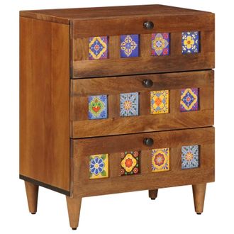 vidaXL Armario De Noche Marr&oacute;n 50 X 33 X 62 Cm Madera De Mango Maciza Vidaxl