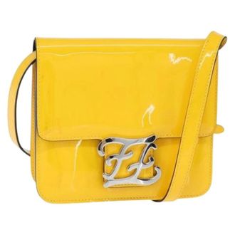 Fendi Pre-owned Karligraphy Crossbody Tas - Dames - Pre-owned - Geel - Maat: ONE Size Leer