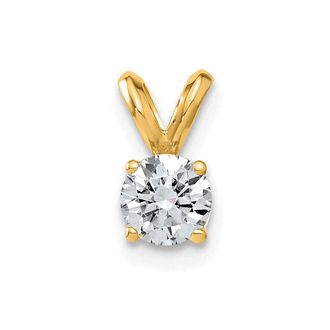 Diamond2Deal 14k Yellow Gold 1/2ct. 5.0mm Round Pure Light Moissanite Solitaire Pendant