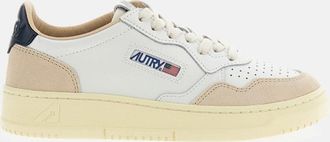 Autry Medalist Low Suede-Trim Leather Sneakers