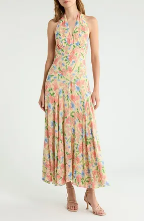 Reformation Briony Floral Halter Neck Maxi Dress in Spring Fling at Nordstrom, Size 12