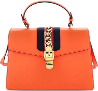Gucci Sylvie Top Handle Bag Leather Medium satchel - Arancione
