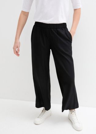 Bonprix Culotte BONPRIX Weite Culotte aus nachhaltiger Viskose, Damen, Gr. 36, N-Gr, schwarz, Web, Obermaterial: 100% Viskose, unifarben, loose fit lang, Hose