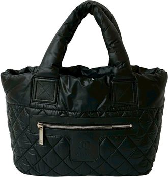 Chanel Black Nylon Handbag Tote Bag (Pre-Owned)