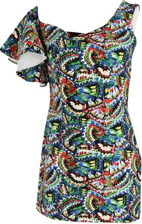 Saloni Greta One Shoulder Mini Dress In Multicolor Polyester
