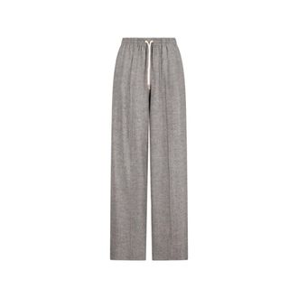 Celine Straight Trousers, female, Gray, XS, Drawstring Trousers in Cashmere Flannel