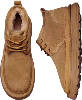 Generic Men winter snow boots with plush warm cotton shoes thickened casual bread short boots (Yellow,6.5)