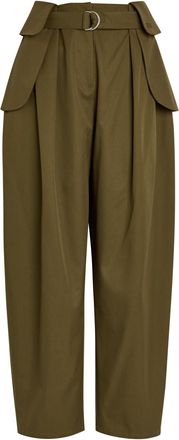 Loewe Layered Barrel-leg Cotton-blend Trousers - Khaki - 38 (UK10 / S)