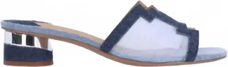 J. Rene&eacute; Womens Amorra Square Toe Sandal In Blue Multi Denim/mesh