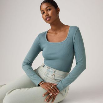 Levi's Essential Square Neck Long Sleeve Tee - Womens - XS - Blue