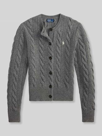 Polo Ralph Lauren Regular Fit Strickjacke aus Wolle mit Kaschmir-Anteil in Mittelgrau Melange, Gr&ouml;&szlig;e XXL