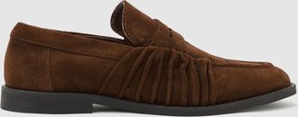 Reiss Tan Suede Ruched Penny Loafers, X11