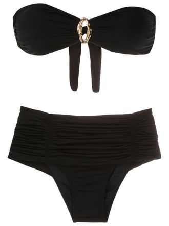 Brigitte Set bikini senza spalline a vita alta - Nero