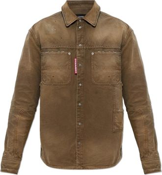 Dsquared2 Denim overhemd met vintage-effect - Heren - Spijkeroverhemden - Bruin - L - Denim - Overhemden