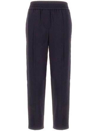 Brunello Cucinelli elasticated-waistband trousers - women - Acetate/Viscose/Wool/Polyester - 42 - Blue