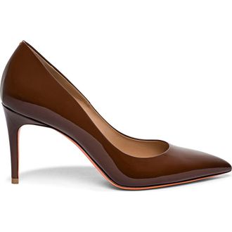 Santoni High-Heel Patent Leather Pumps in Brown at Nordstrom, Size 7.5