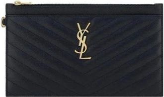 Saint Laurent Monogram Pouch - Dames - Tassen - Zwart - Maat: ONE Size Zijde