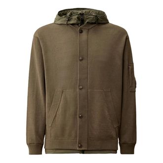 C.P. Company Hoodies, male, Green, Size: 2XL Reversible Cotton Mixed Hooded Sweater