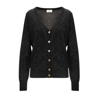 Elisabetta Franchi Cardigans, female, Black, Size: XL V-neck Cardigan